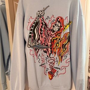 Men's Light Blue Graphic Crewneck Sweater